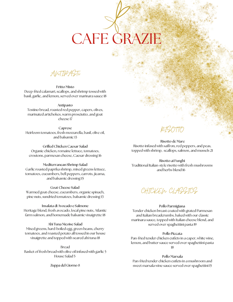 Dinner Menu for Cafe Grazie in Santa Fe NM (page 1)